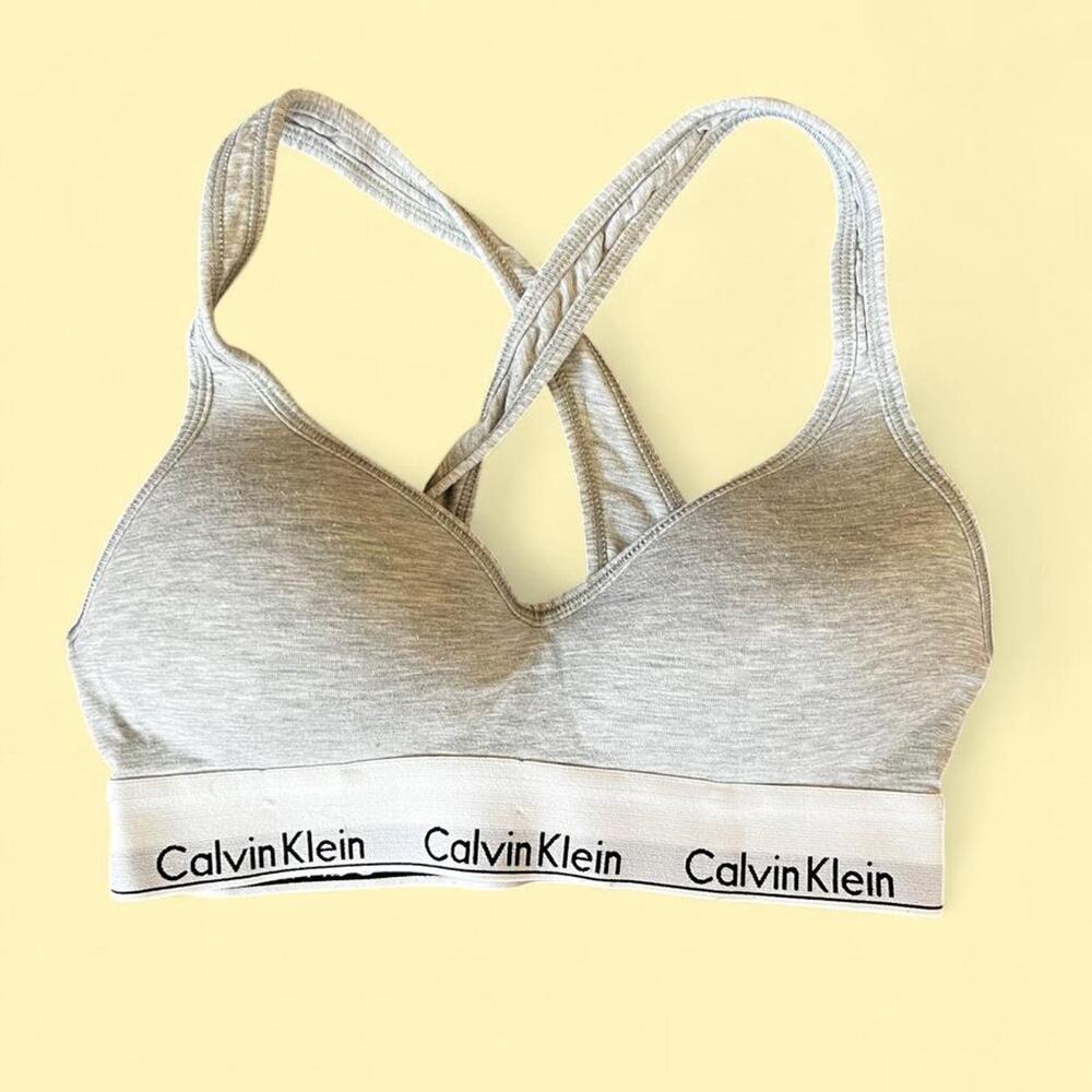 Calvin Klein heather gray cross-back bra